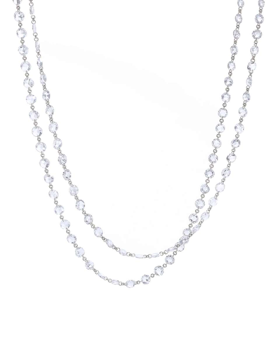 Platinum Free-Floating Diamond Necklace, 32"L
